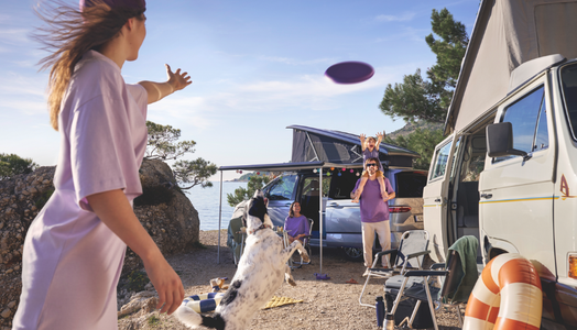 Service New California Campingplatz See Urlaub Kind Hund Aufstelldach offen T3